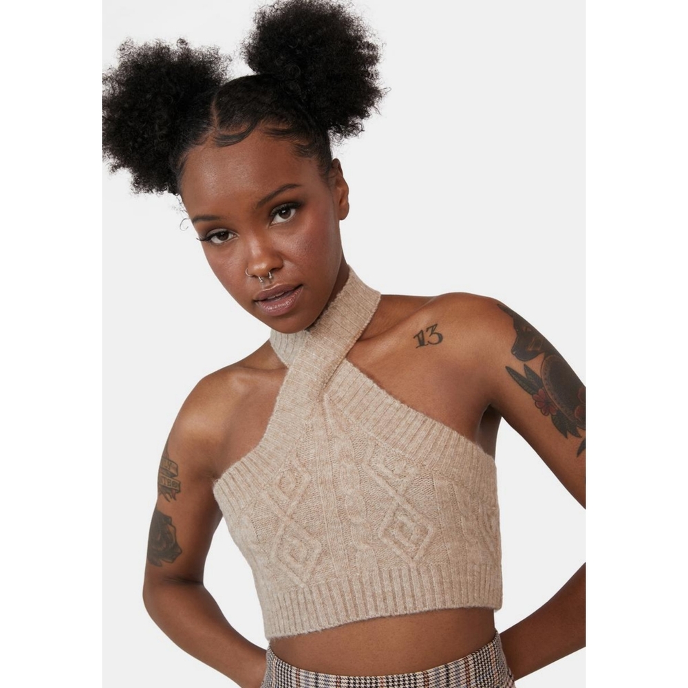 Motel X Iris Oatmeal Cable Knit Asira Top NWT